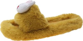 Generic Womens Winter Thermal Plush Slippers, Anti-Slip Indoor House Shoes Comfy Cute Animal Warm Non-Slip for Ladies Bedroom Home Slippers