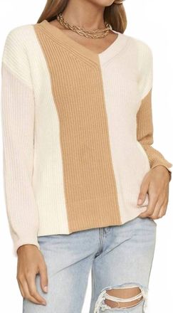 Dee Elly Colorblock Knit Sweater In Tan