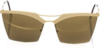 Frankie Morello Gouden Metallic Fiber Clubmaster Zonnebril - Dames - Zonnebrillen - Bruin - ONE Size - Accessoires