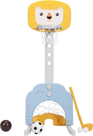 Costway Costway - Canasta De Baloncesto Para Ni&ntilde;o Altura Ajustable Con Porter&iacute;a De F&uacute;tbol Y Golf Juguete Para Interior Y Exterior