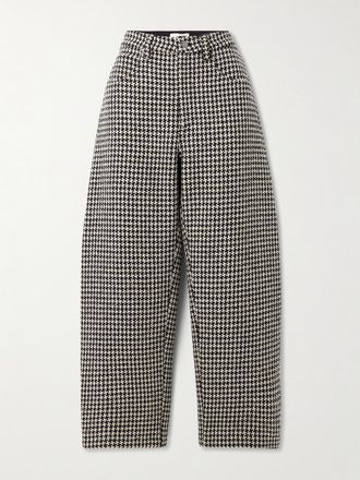 Frame Denim Pantaloni A Gamba Larga In Tweed Pied-de-poule The Tweed Barrel - Nero