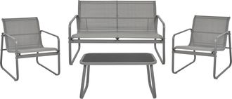 Beliani Beliani - Conjunto De Jard&iacute;n 4 Plazas Con Mesa Industrial De Metal Gris Barrea