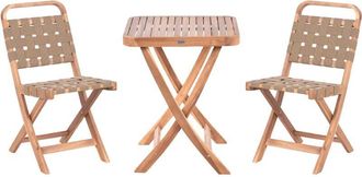 Beliani Beliani - Outdoor Patio Garden Furniture Bistro Set Certified Acacia Wood Folding Brown Calciano