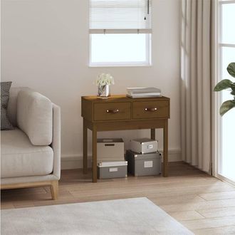vidaXL Vidaxl - Mesa Consola De Madera Maciza De Pino Marr&oacute;n Miel 76,5x40x75 Cm