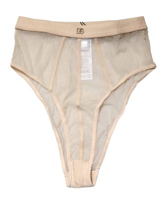 Dolce & Gabbana Beige Silk Blend High Waist Brief Panty Underwear Elastane Clothing