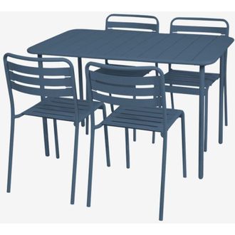 Sweeek Set tavolo da giardino in metallo, 4 sedie