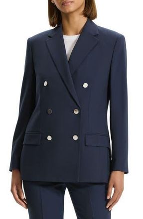 Theory Oxford Boxy Double Breasted Jacket in Nocturne Navy at Nordstrom Rack, Size 6