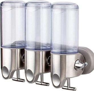 OEM Dispensador De Jab&oacute;n, Acero Inoxidable, 3 En 1, Transparente/plateado