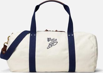 Polo Ralph Lauren Mens Ralph Lauren Embroidered Canvas Duffel - Cream/Navy - Size: ONE size