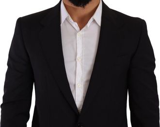 Dolce & Gabbana Mens Black Slim Fit Vest 2 Button Martini Blazer Wool Clothing