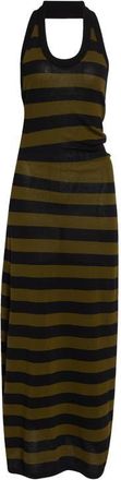 Proenza Schouler Frann Stripe Cotton Knit Halter Maxi Dress in Black Multi at Nordstrom, Size X-Large
