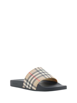 Burberry Mens Brown Rubber Slides Sandals