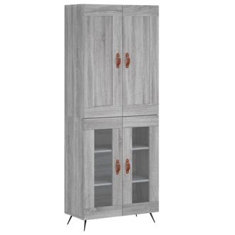 vidaXL Vidaxl - Aparador Alto Madera Contrachapada Gris Sonoma 69,5x34x180 Cm