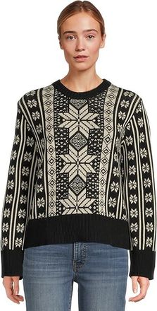 Faherty Sun Valley Crew Sweater Womens Sweater Midnight Snowflake : SM, Cashmere/Cotton