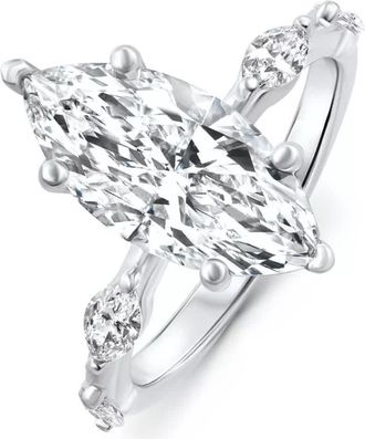 Pompeii3 Certified 3.40Ct Marquise Diamond Engagement Ring 14k White Gold Lab Grown