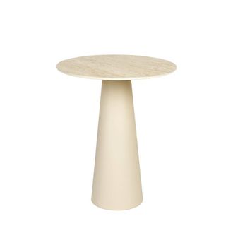 DRAWER Mesa auxiliar redonda efecto travertino &oslash;40cm H52cm - Beige