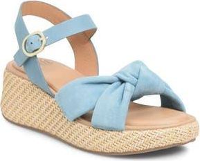 S&ouml;fft Farah Basketweave Platform Sandal in Teal Suede at Nordstrom Rack, Size 6.5
