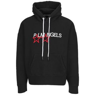 Palm Angels Mens Embroidered Stars Logo Black Hoodie material_cotton - Size Large