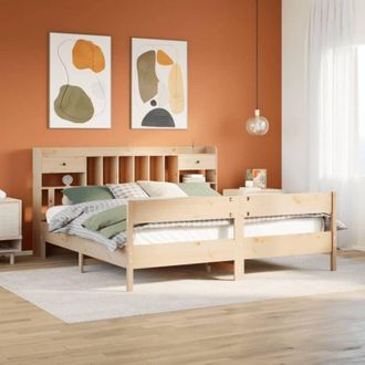 vidaXL Cama Con Estanter&iacute;a Sin Colch&oacute;n Madera Maciza De Pino 180x200cm Vidaxl