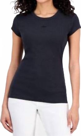 HUGO BOSS Ribbed Open-Back Short Sleeve Shirt In Black