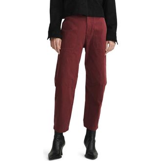 Rag & Bone Leyton Crop Cotton Work Pants in Burgundy at Nordstrom Rack, Size 4