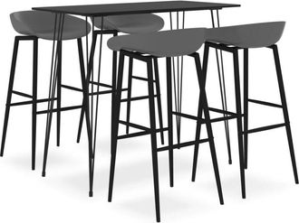 vidaXL 5 Piece Bar Set Black and Grey vidaXL