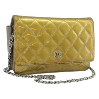Chanel Pre-owned Enamel Shoulder Bag - Dames - Pre-owned - Geel - Maat: ONE Size Leer