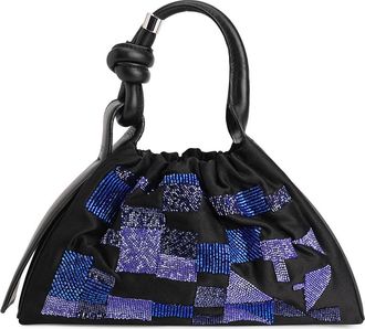 Behno Tina Mini Ruched Wave Baguette Leather Bag in Black/purple Multi at Nordstrom