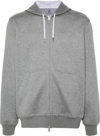 Brunello Cucinelli Hoodie Sweatshirt voor Stijlvol Comfort - Dames - Vesten met rits - Grijs - 2XL - Hoodies & sweatvesten