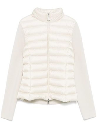 Moncler puffer jacket - women - Polyamide/Virgin Wool/Polyester/Polyamide/Down/Feather - L - Neutrals