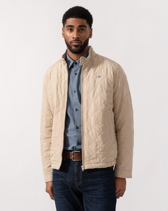 GANT Mens Long Sleeve Zip Up Collared Windcheater Jacket Logo Detail in Nude Regular Fit Padded Recycled Material - Size X-Large