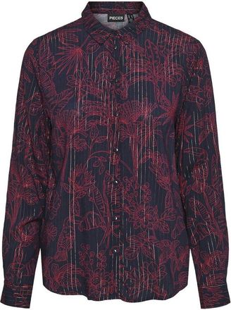 Pieces Bedrukt hemd, glanzende strepen