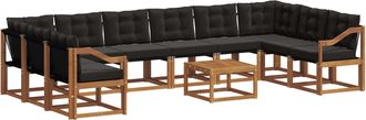 vidaXL Conjunto De Sof&aacute;s De Exterior 11 Uds. Natural Y Negro Vidaxl