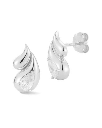Glaze Jewelry Silver Cz Double Teardrop Earrings