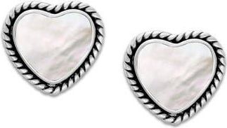 Samuel B. Sterling Silver Shell Heart Stud Earrings in White at Nordstrom Rack