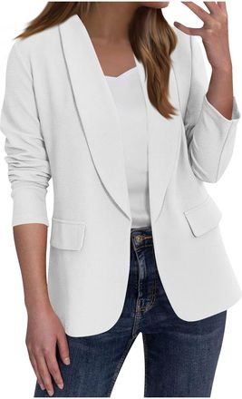 Generic Blazers for Women UK Elegant Long Sleeve Lapel Classic Dress Jackets Ladies Fashion Open Front Solid Color Cardigan Jacket Fashion Business Work Offic