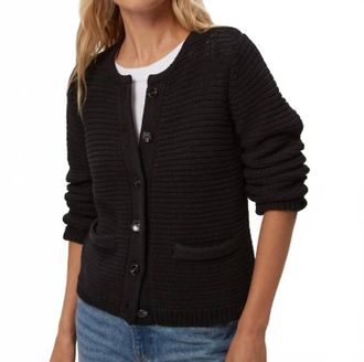 Michael Stars Kaden Tape Yarn Cardigan In Black