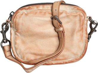 Dolce & Gabbana Mens Vintage Leather Logo Plaque Crossbody Bag Beige Sheep