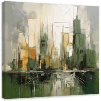 Artgeist Quadro su tela, Citt&agrave; astratta Verde - 60x60