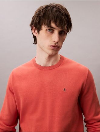 Calvin Klein Jeans Calvin Klein Mens Smooth Cotton Sweater - Orange - M