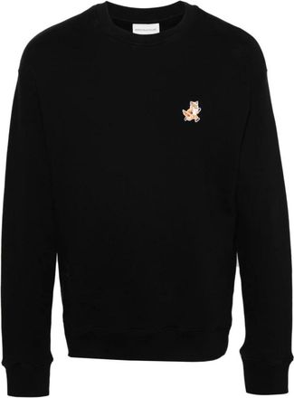 Maison Kitsun&eacute; Vos Motief Zwarte Sweater - Heren - Sweatshirts - Zwart - XL - Katoen - Hoodies & sweatvesten