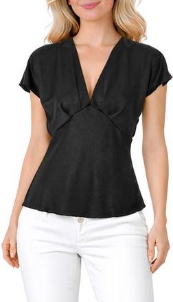 Tash And Sophie Crushed Satin V-Neck Top in Black at Nordstrom Rack, Size X-Large