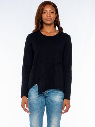Wilt Crew Long Sleeve Easy Crossover Raw Hem Top