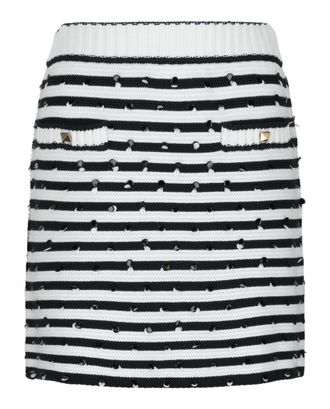 Valentino Striped Knit Mini Skirt With Sequin Details