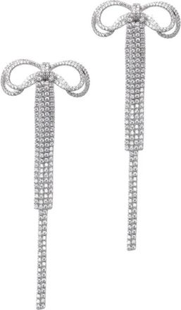 Self Portrait Crystal Bow Earrings - Dames - Oorbellen - Grijs - ONE Size - Accessoires