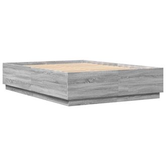 Berkfield Home Durable Bed Frame with LED without Mattress Grey Sonoma 150x200 c | Size: King