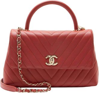 Chanel Chevron Caviar Coco Top Handle Small Flap Bag (Authentic Pre-Loved)