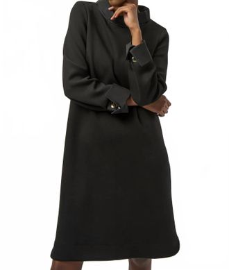 Joseph Ribkoff Mock Neck Long Cuffed Sleeve Trapeze Dress In Black