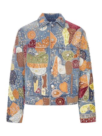 Amiri EMBROIDERED DENIM JACKET EMBELLISHED WITH JEWEL APPLIQU&Eacute;S - Amiri - Man