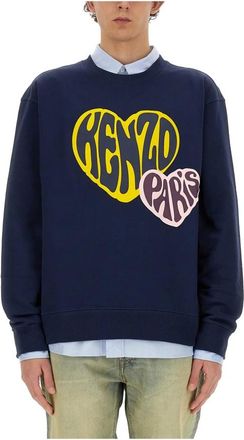 Kenzo Hearts Classic Sweat - male - Kenzo - Sweatshirts - Blue - M - Sweatshirts & Hoodies